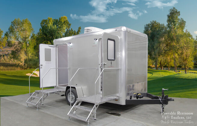4 Station Portable Restrooms for Rent | Compact Comfort Series